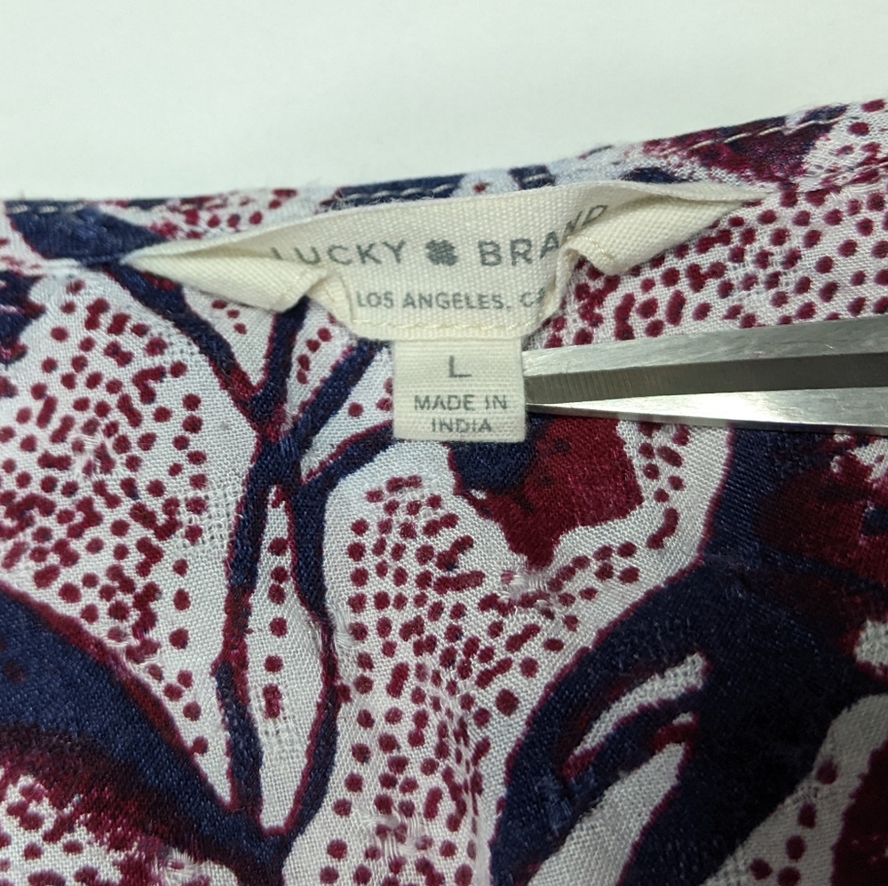 LUCKY BRAND Gauzy Floral Top Sz L - Picture 13 of 13